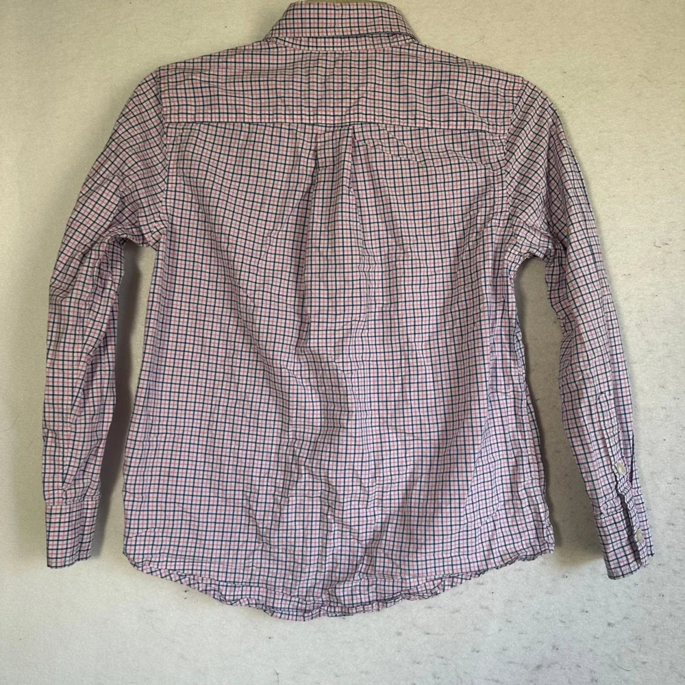 Ralph Lauren Boys Pink Navy Blue Check Button Down Shirt Size M 10-12
